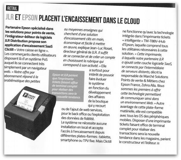 Epson encaissement CLOUD - Clictill logiciel de caisse