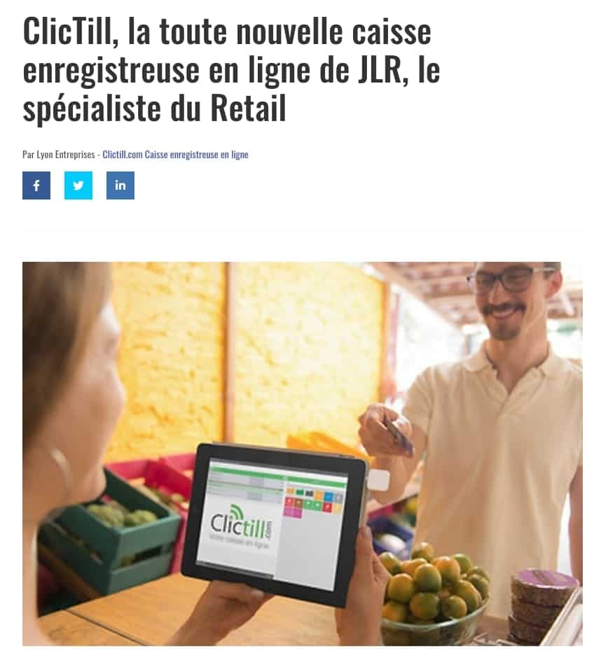 Article de presse Lyon Entreprises - Clictill logiciel de caisse