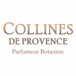 Logo de collines de Provence, parfumeur botaniste. Le logo est écrit couleur or