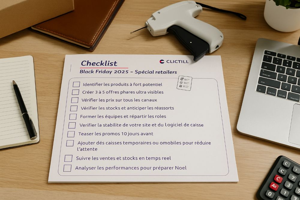checklist de préparation au Black Friday posée sur un bureau