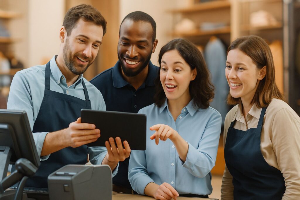 équipe de vendeurs qui vérifie sa checklist avant le black friday